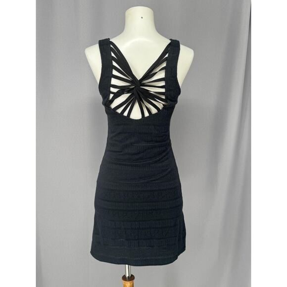 Free People Dress Womens XS Black Strappy Open Back Knit Bodycon Mini - Picture 2 of 7